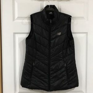 New Balance Black Quilted Puffer Vest Zipper Closure